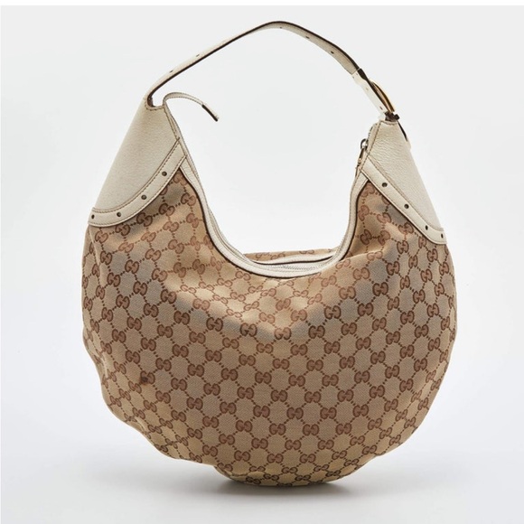 Gucci Beige/Off White GG Canvas and Leather Glam Hobo - Picture 10 of 10